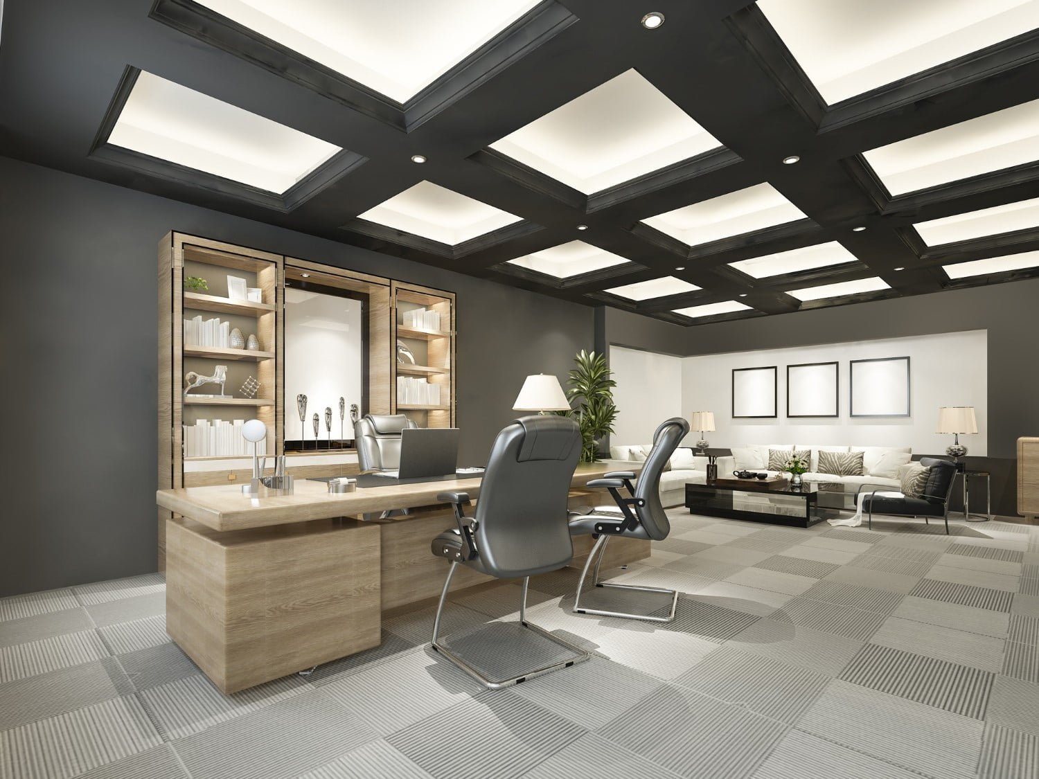 Director cabin with executive table and storage