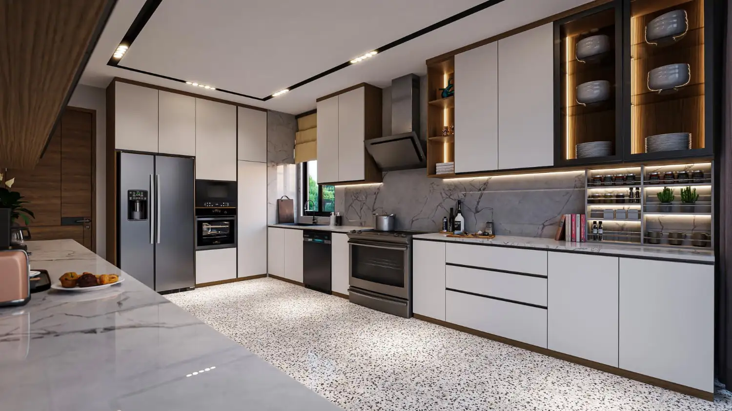 Modern modular kitchen cabinets for an apartment in Viman Nagar, Pune